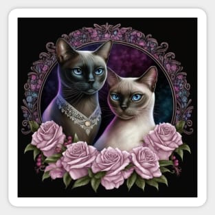 Gothic Royal Burmese Cat Family Sticker